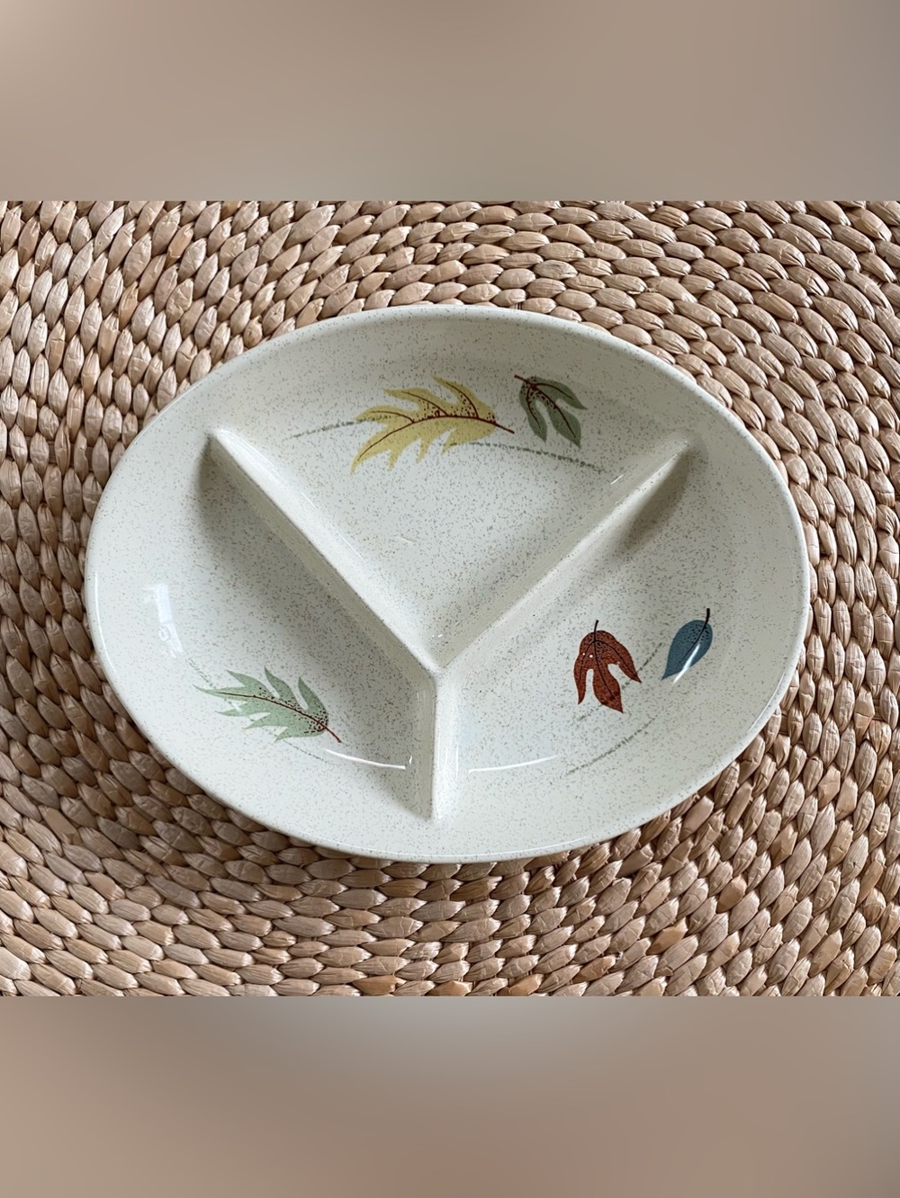 VTG Franciscan Autumn Leaves 3-Part Divided Relish Serving Dish Earthenware